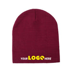 Custom Embroidered Unbranded Short Knit Beanie with Logo