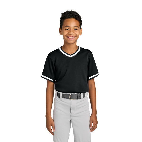 Sport-Tek YST221 Youth Tough Mesh V-Neck Baseball Jersey