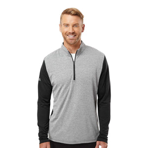 Adidas A522 Men's Ultimate365 Heather Block Print Quarter-Zip Pullover - 