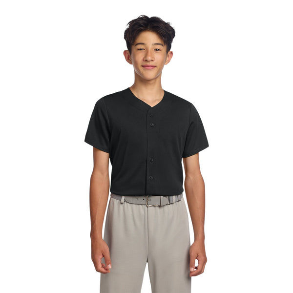 Sport-Tek YST220 Youth PosiCharge Tough Mesh Full-Button Jersey