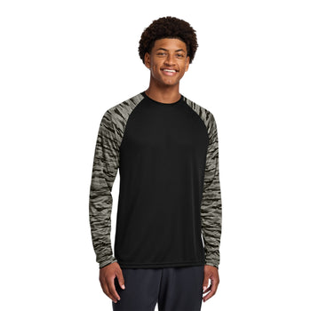 Sport-Tek ST376LS Drift Camo Colorblock Long Sleeve Tee