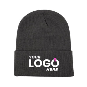 Custom Embroidered Unbranded Long Knit Beanie with Logo - 