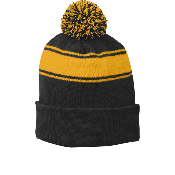 Sport-Tek STC28 Stripe Pom Pom Beanie