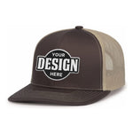 Custom Embroidered Pacific Headwear 104S Contrast Stitch Trucker Snapback Hat - Flat Embroidery