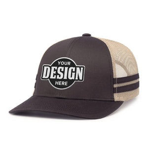 Custom Embroidered Pacific Headwear P115 Low-Profile Stripe Trucker Cap - Flat Embroidery - 