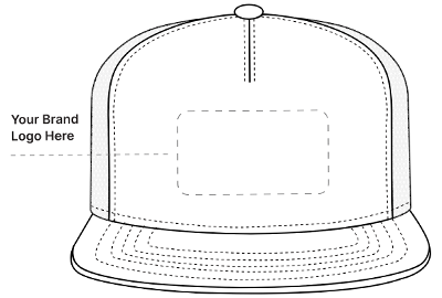 Outline of 5 panel hat with space for branding