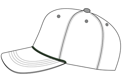 Black and white outline of a baseball cap