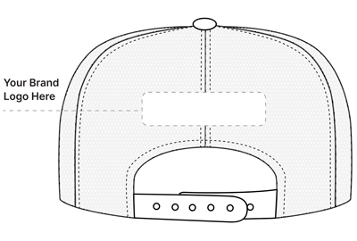 Outline of a cap back with brand logo placeholder