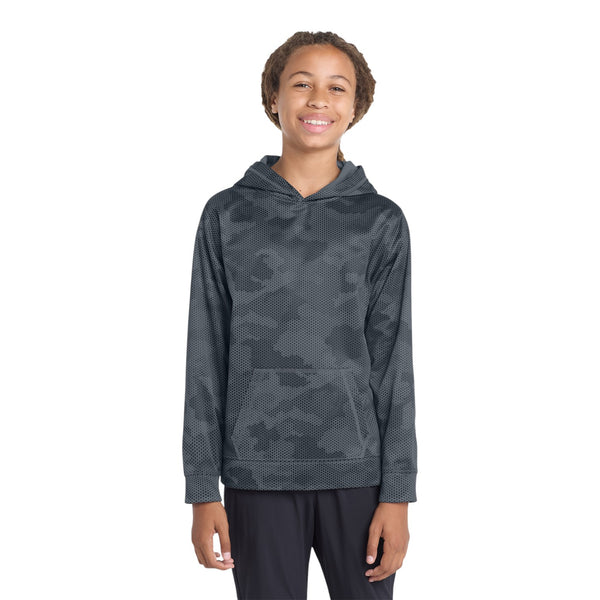 Sport-Tek YST240 Youth Sport-Wick CamoHex Fleece Hooded Pullover