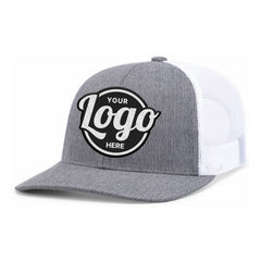 Custom Embroidered Pacific Headwear 210C Melange Heather Low-Profile Trucker Hat - Flat Embroidery - 