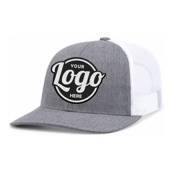 Custom Embroidered Pacific Headwear 210C Melange Heather Low-Profile Trucker Hat - Flat Embroidery