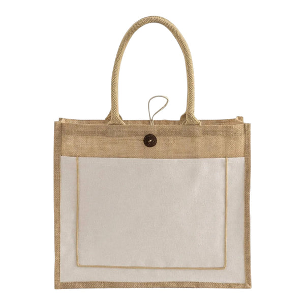 TBF Bags TJ916 Button-Closure Jute Tote