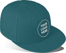 Teal baseball cap with a custom logo area on the front.