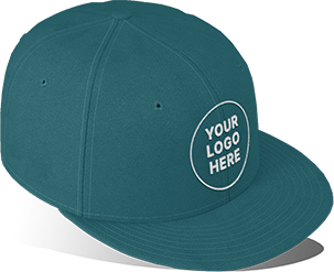 Teal baseball cap with a custom logo area on the front.