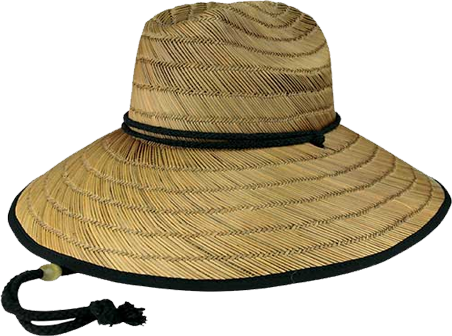 Mega Cap 8030A straw hat with a dark trim and adjustable drawstring, providing style and comfort for sunny days.