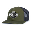 Custom Embroidered Pacific Headwear 104S Contrast Stitch Trucker Snapback Hat - Flat Embroidery