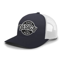 Custom Embroidered Pacific Headwear 105C 5-Panel Trucker Hat Snapback Cap - Flat Embroidery - 
