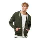 Independent Trading Co PRM90HTZ Unisex Heathered French Terry Full-Zip Hooded Sweatshirt
