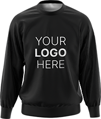 Custom logo sweatshirt mockup on black crewneck pullover