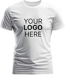 Custom logo t-shirt mockup on plain white shirt