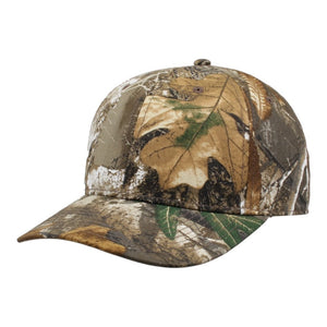 The Game GB515C Camo Twill Snapback Cap with Mid-Pro Shape and Slightly Curved Bill - 