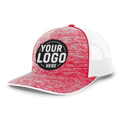 Custom Embroidered Pacific Headwear 106C Aggressive Heather Trucker Snapback Cap - Flat Embroidery - 