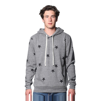 Royal Apparel Unisex Triblend Pullover Hoodie with Star Print – Style 25555VST Made in USA