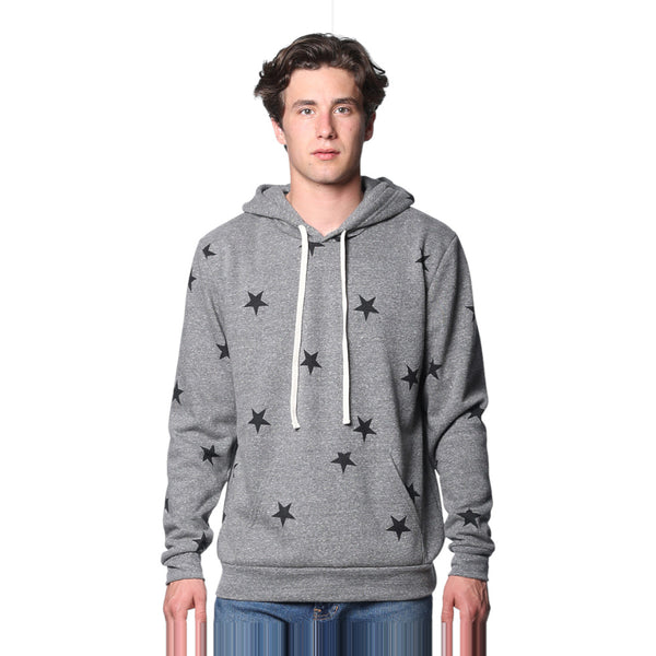 Royal Apparel Unisex Triblend Pullover Hoodie with Star Print – Style 25555VST Made in USA