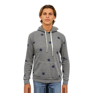 Royal Apparel Unisex Triblend Pullover Hoodie with Star Print – Style 25555VST Made in USA - 