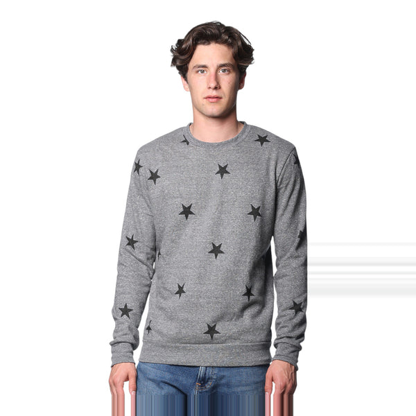 Royal Apparel 25559VST Unisex Triblend Star Print Crewneck Sweatshirt Made in USA