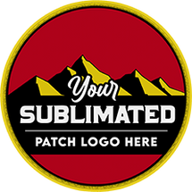 Sublimated patch placeholder for custom logo, showcasing vibrant colors and detailed designs.