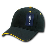 Wholesale Bulk Blank Sandwich Bill Baseball Hats - Decky 2003 - Black/Gold