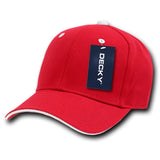 Wholesale Bulk Blank Sandwich Bill Baseball Hats - Decky 2003 - Red/White