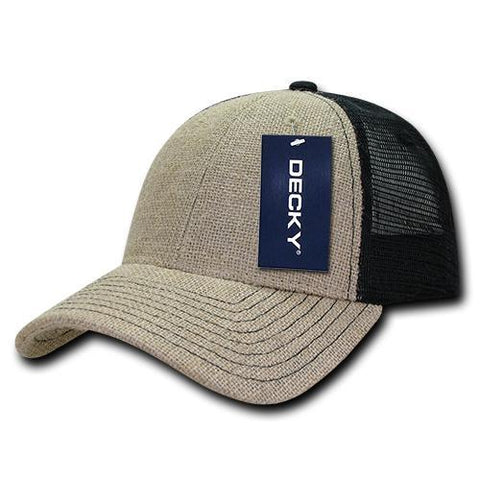 Decky 1136 - 6 Panel Low Profile Structured Jute Trucker Hat - CASE Pricing