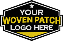 Woven patch placeholder for custom logo, ideal for detailed designs on hats, jackets, and bags.