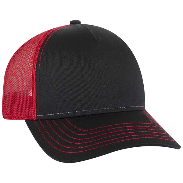 OTTO CAP 102-664 5 Panel Low Profile Mesh Back Trucker Hat, Cotton Twill