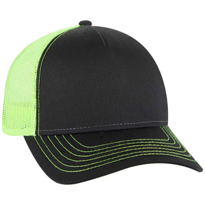 OTTO CAP 102-664 5 Panel Low Profile Mesh Back Trucker Hat, Cotton Twill - 
