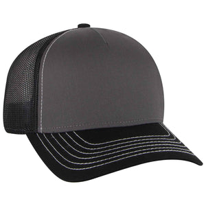 OTTO CAP 102-664 5 Panel Low Profile Mesh Back Trucker Hat, Cotton Twill - 