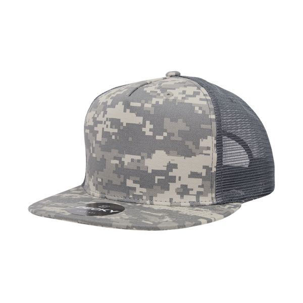 5 Panel Camo Trucker Hats Snapback Flat Bill Mesh Caps - Decky 1040