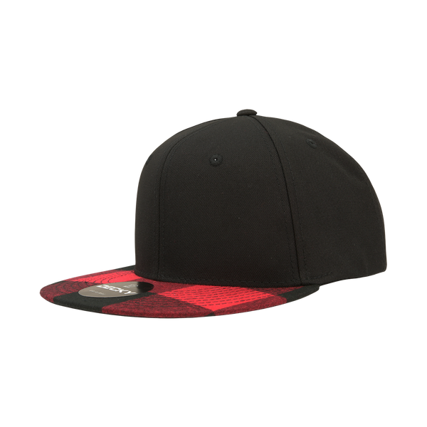 Decky 1045 Plaid Bill Snapback Hat, 6 Panel Flat Bill Cap