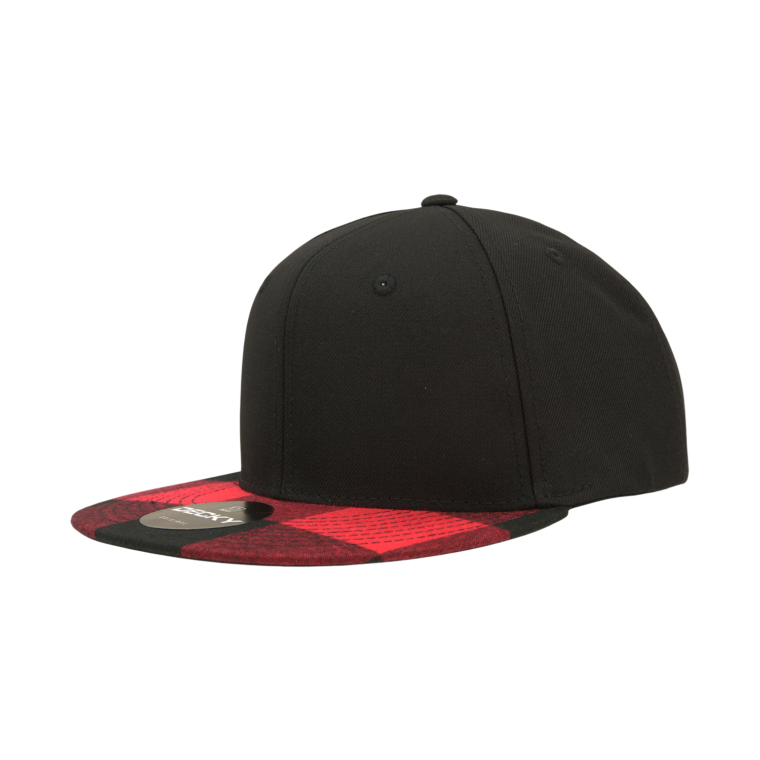 Decky 1045 Plaid Bill Snapback Hat, 6 Panel Flat Bill Cap – The