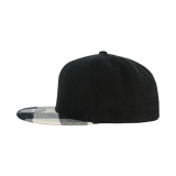 Decky 1045 Plaid Bill Snapback Hat, 6 Panel Flat Bill Cap