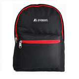 Everest Backpack Book Bag - Back to School Basic Style - Mid-Size Black / Red