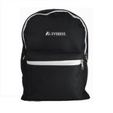 Everest Backpack Book Bag - Back to School Basic Style - Mid-Size Black / White