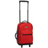 Everest Wheeled Backpack Rolling Carry On Suitcase on Wheels Red