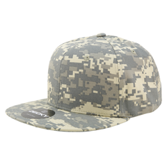 Decky 1047 Digital Camo Snapback Hat, 6 Panel Camouflage Flat Bill Cap - 