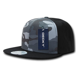 Decky 1049 Camo Snapback Hat, 6 Panel Camouflage Flat Bill Cap - 