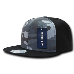 Decky 1049 Camo Snapback Hat, 6 Panel Camouflage Flat Bill Cap - CASE Pricing - 