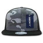 Decky 1049 - Camo Snapback Hat, 6 Panel Camouflage Flat Bill Cap