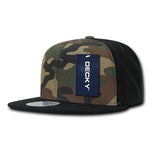 Decky 1049 - Camo Snapback Hat, 6 Panel Camouflage Flat Bill Cap - CASE Pricing - Picture 2 of 15